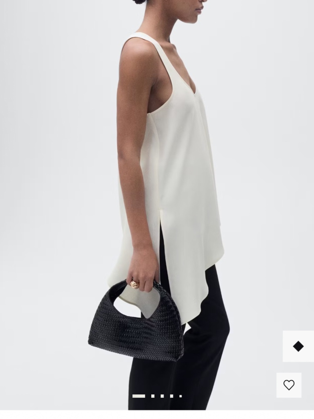 Mango Cream V-Neck Sleeveless Tunic Top